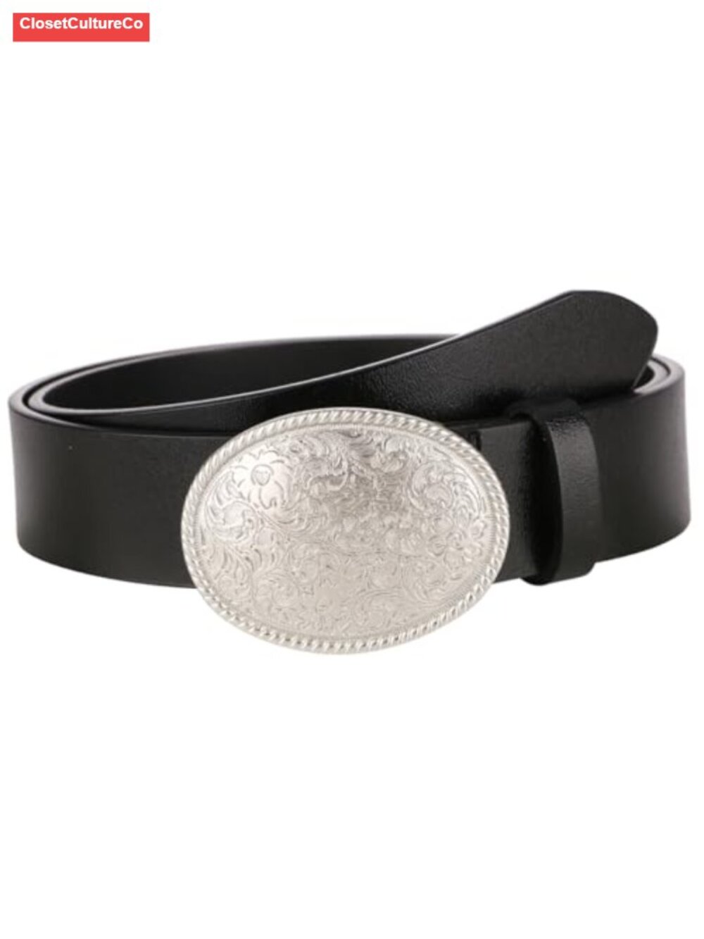 Genuine Leather Belt with Metallic Buckle Western Punk Y2K Jeans Belt